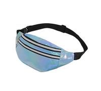 AfitLulu Sac banane holographique pour femme - Sac banane de sport pour homme et femme - Ceinture de course pour téléphone portable - Étanche - Avec 2 poches zippées et sangle réglable - Pour