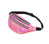 AfitLulu Sac banane holographique pour homme et femme, sac banane tendance avec 2 poches zippées et sangle réglable pour promener le chien, sports de plein air, Rouge, holographique