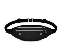 AfitLulu Sac de sport pour homme et femme, 2 poches zippées, sac banane caché sous les vêtements, sac banane avec trou pour écouteurs et ceinture réglable pour la course à pied, Noir , Élégant