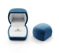 AfitLulu Velours Boite Bague Anneau Luxe Stockage Boîte Carré Style Cygne Porte Alliance Mariage Boite Alliance pour Propositions, Engagements et Mariages (Bleu)
