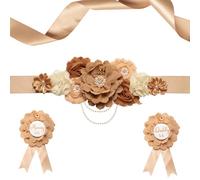 Afkengung Ensemble d'écharpe de maternité pour future maman et papa en peluche - Épingle à fleurs - Souvenir de fête prénatale - Décorations de révélation de sexe - Accessoires de photographie de