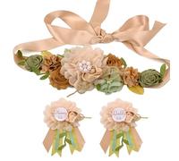 Afkengung Ensemble d'écharpe de maternité pour maman et papa à être, avec épingles à fleurs comme souvenir de fête prénatale. Parfait pour les décorations de révélation du sexe et les accessoires de