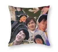 AFLJNYNN Jackie Chan Housse de coussin lavable au toucher rétro pour salon
