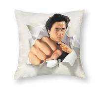 AFLJNYNN Jackie Chan Housse de coussin touffetée vintage créative chic pour terrasse