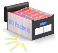 AFMAT Porte-documents A4 60 compartiments, trieur coloré, organiseur de documents, design accordéon, avec étiquettes colorées, grande capacité, étanche, avec couvercle