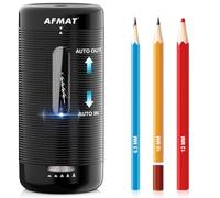 AFMAT PSC2 Taille-crayon électrique entièrement automatique, rechargeable, pour crayons de 6,5 à 12 mm, arrêt automatique, pour la maison, le bureau, l'école, noir