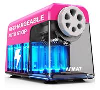 AFMAT Taille-crayon électrique 6 trous avec récipient, arrêt automatique et stockage de crayons - Taille-crayon électrique rechargeable pour 6 à 11 mm N° 2/grand/crayons de couleur, 10 000 tailles