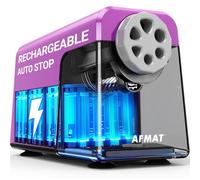 AFMAT Taille-crayon électrique 6 trous avec récipient, arrêt automatique et stockage de crayons - Taille-crayon électrique rechargeable pour 6 à 11 mm N° 2/grand/crayons de couleur, 10 000 tailles