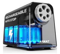AFMAT Taille-crayon électrique 6 trous avec récipient, arrêt automatique et stockage de crayons - Taille-crayon électrique rechargeable pour 6 à 11 mm N° 2/grand/crayons de couleur, 10 000 tailles