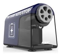 AFMAT Taille-crayon électrique automatique avec récipient pour crayons de couleur (6 à 11 mm), extra aiguisé, résistant, rechargeable, pour crayons épais et fins, à la maison, à l'école, bleu