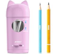 AFMAT Taille-crayon électrique avec oreilles de chat - Pour crayons épais et fins (7-8 mm), arrêt automatique - Pour enfants, bureau et école à domicile - Avec récipient de collecte - Violet PSX9