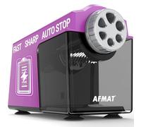 AFMAT Taille-crayon électrique avec récipient, 6 trous, grande capacité, avec crayons de 6 à 11 mm, rechargeable, robuste, pour enseignants, artistes, bureaux, écoles, violet