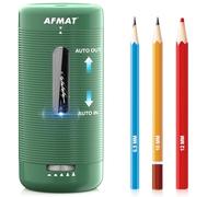 AFMAT Taille-crayon électrique avec réservoir - Rechargeable - Pour crayons de couleur épais de 6,5 à 12 mm - Rechargeable par USB - Avec pointes réglables - Pour école/bureau - Vert