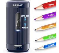 AFMAT Taille-crayon électrique avec support, rechargeable, taille-crayon automatique, épaisseur et minces, 6,5-12 mm, crayons d'artiste, arrêt automatique mains libres, élèves/enseignants/écoles, bleu