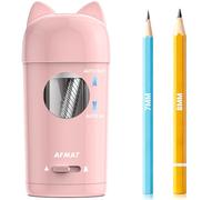 AFMAT Taille-crayon électrique entièrement automatique avec oreilles de chat, entrée et sortie automatique, rechargeable, avec récipient pour crayons de 7 à 8 mm, arrêt automatique pour la maison, le