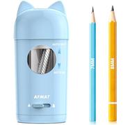 AFMAT Taille-crayon électrique entièrement automatique avec oreilles de chat, rechargeable avec réservoir pour crayons de 7 à 8 mm, arrêt automatique pour la maison, le bureau, l'école, bleu