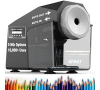 AFMAT Taille-crayon électrique entièrement automatique, rapide et sans mains, 5 réglages, rechargeable avec réservoir, taille-crayon haute performance pour crayons Jumbo/de couleur, diamètre 6,5 à