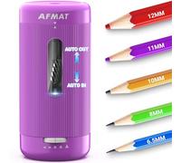 AFMAT Taille-crayon électrique, entrée et sortie automatiques, 5 pointes, taille-crayon entièrement automatique pour salle de classe, taille-crayon mains libres rechargeable pour crayons n°2/Jumbo/de