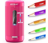 AFMAT Taille-crayon électrique, entrée et sortie automatiques, 5 pointes, taille-crayon entièrement automatique pour salle de classe, taille-crayon mains libres rechargeable pour crayons n°2/Jumbo/de