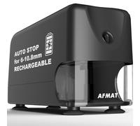 AFMAT Taille-crayon électrique haute performance - Auto-Stop - Rechargeable - Avec récipient - Pour crayons de 6 à 11 mm - Pointe rapide en 2 secondes - 10 000 opérations de pointage - Noir