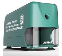 AFMAT Taille-crayon électrique haute performance - Auto-Stop - Rechargeable - Avec récipient - Pour crayons de 6 à 11 mm - Pointe rapide en 2 secondes - 10 000 opérations de taillage - Vert