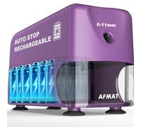 AFMAT Taille-crayon électrique haute performance - Auto-Stop - Rechargeable - Avec récipient - Pour crayons de 6 à 11 mm - Pointe rapide en 2 secondes - 10 000 opérations de taillage, Violet
