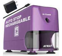 AFMAT Taille-crayon électrique pour salle de classe, sans fil et rechargeable, taille-crayon robuste pour crayons de couleur n°2 de 6 à 11 mm, plus de 10 000 utilisations, arrêt automatique, affûtage