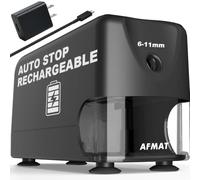 AFMAT Taille-crayon électrique pour salle de classe, sans fil et rechargeable, taille-crayon robuste pour crayons de couleur n°2 de 6 à 11 mm, plus de 10 000 utilisations, arrêt automatique, affûtage