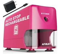 AFMAT Taille-crayon électrique pour salle de classe, sans fil et rechargeable, taille-crayon robuste pour crayons de couleur n°2 de 6 à 11 mm, plus de 10 000 utilisations, arrêt automatique, affûtage
