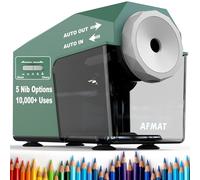 AFMAT Taille-crayon électrique, rapide et mains libres, plus de 10 000 utilisations, 5 plumes, taille-crayon entièrement automatique pour salle de classe, taille-crayons robuste pour crayons de
