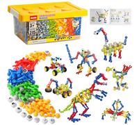 Afomida Coffret de Jeu Créatif de 215 PCS avec Rangement, Comprenant Dinosaure, Robot, Voiture, Araignée, Jouet Educatif pour Enfants, Cadeau d'anniversaire pour Garçons et Filles de 4-8 Ans et Plus