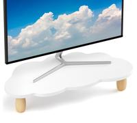 AFOOYO Support de moniteur en bois robuste en forme de nuage pour ordinateur portable, ordinateur portable, imprimante, TV, blanc