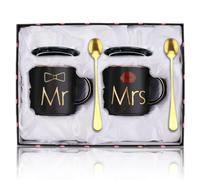 Afoxon Tasses à café Mr Mrs Couple - Cadeaux de mariage, fête prénuptiale, anniversaire de mariage, cadeaux de fiançailles pour couple - Mariés et mariés - Ensemble de tasses en céramique marbrée
