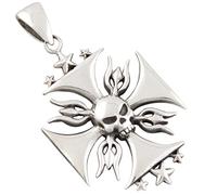 AFP Croix de Fer et Skull Pendentif en argent 925