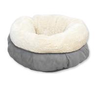 Lit Pour Chien Donut En Laine D'Agneau Gris, NEUF