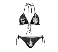 AFPANQZ Ensemble bikini triangle push-up pour femme - Taille basse - Tankini 2 pièces - Débardeur athlétique - Maillot de bain de plage, Tête de mort majeur, Taille M