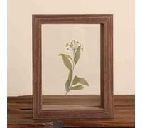 AFQBOEQXY Cadre Acrylique, Cadre Photo Double Face en Verre Flottant for spécimen d'herbier, Multicolore, Plusieurs Tailles(Walnut,10 inches)