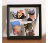 AFQBOEQXY Cadre Acrylique, Cadre Photo Flottant en Verre Acrylique Double Face Multicolore, Plusieurs Tailles(Square Black,Square 10 inches)