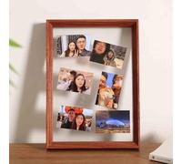 AFQBOEQXY Cadre Acrylique, Cadre Photo Flottant en Verre Acrylique Double Face Multicolore, Plusieurs Tailles(Rectangular Walnut Color,6 inches)