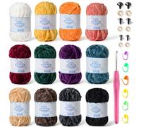 AFQBOEQXY Fils à Tricoter à la Main, Pack of 12 590 yds Chunky Chenille Yarn Multicolor for Crochet Knitting Baby Blanket(12 D)