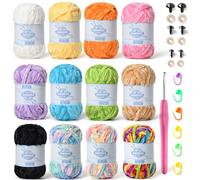 AFQBOEQXY Fils à Tricoter à la Main, Pack of 12 590 yds Chunky Chenille Yarn Multicolor for Crochet Knitting Baby Blanket(B)