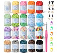 AFQBOEQXY Fils à Tricoter à la Main, Pack of 12 590 yds Chunky Chenille Yarn Multicolor for Crochet Knitting Baby Blanket(20)