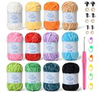 AFQBOEQXY Fils à Tricoter à la Main, Pack of 12 590 yds Chunky Chenille Yarn Multicolor for Crochet Knitting Baby Blanket(C)