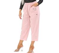 AFR Pantacourt 3/4 pour femme - Longueur 3/4 - Élastique - Taille 38-52, rose, 44