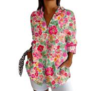 Africain Chemisier Femme Manche Longue à Boutons imprimé Ethnique Chemise Long Femme Grande Taille Blouse Chic et élégant col v Fleurie Tunique Ample Fluide Mode Casual Vintage Folklore Shirts