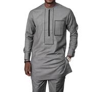 Africain Pour Hommes Ensemble 2 Pièces Costume Dashiki Chemise Et Pantalon Tenues Traditionnelles Vêtements À La Mode Coupe Slim (Taille : M)