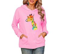 Africaine Girafe 3D Imprimé Femmes Cagoule Hiver Automne Chaud Décontracté À Capuche Sweatshirt Veste Hauts avec Poche