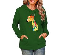 Africaine Girafe 3D Imprimé Femmes Cagoule Hiver Automne Chaud Décontracté À Capuche Sweatshirt Veste Hauts avec Poche
