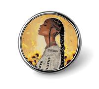 African American Dreadlocks Woman Round Brooch Pin Badge Lapel Tie Pin for Women Men Office Worker Teacher Decor