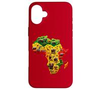 African Animal Map Juneteenth Flag Colors Pride Black Africa Coque pour iPhone 16 Plus